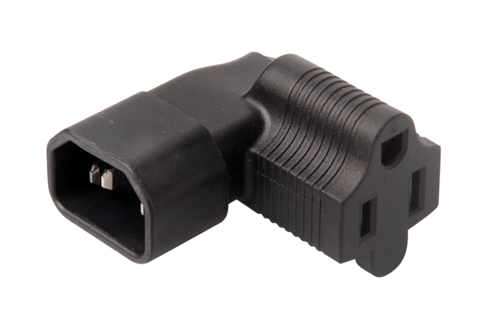 NEMA 5-15R Angled to IEC C14 Adapter (YL-3215L)
