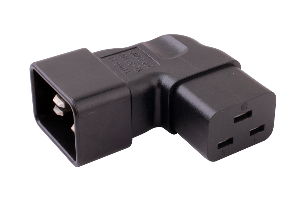 IEC C19 Angled to C20 Adapter (YL-3318L)